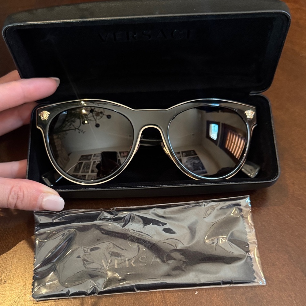 Versace Black and Silver Sunglasses